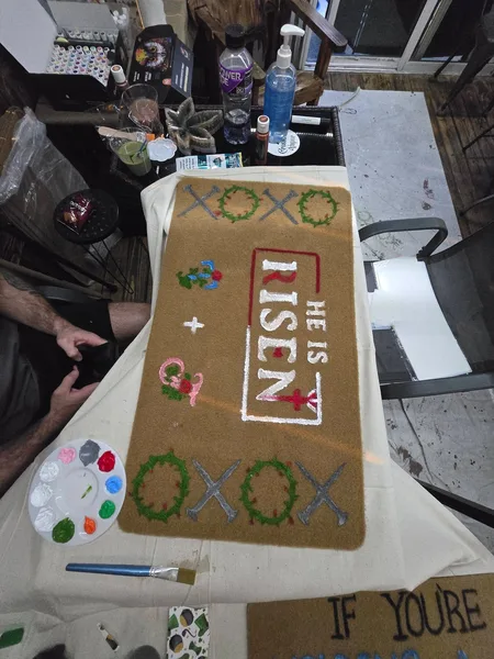 Doormat designs taking shape on the painting table