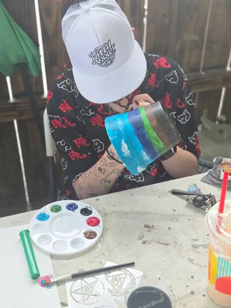 Working on a bright blue design