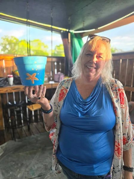 Showing off a finished flower pot